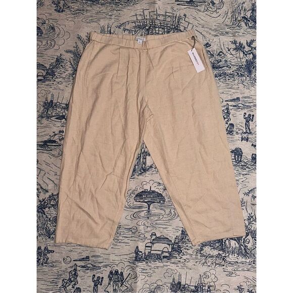 NEW WITH TAGS Liz Claiborne TAN KHAKI Linen Crop Capris Pants NWT XL - Picture 1 of 6
